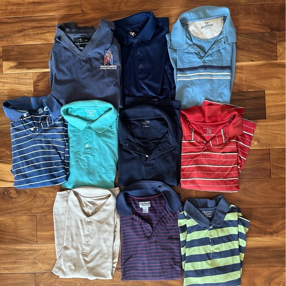 Bundle of 9 Men’s XL Polos and Pullover Jacket - Picture 1 of 4